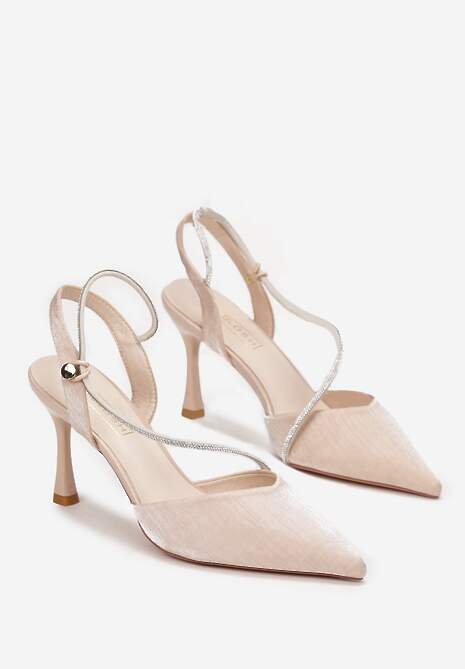 Szampańskie Sandały na Szpilce z Paskiem z Cyrkonii Sofath