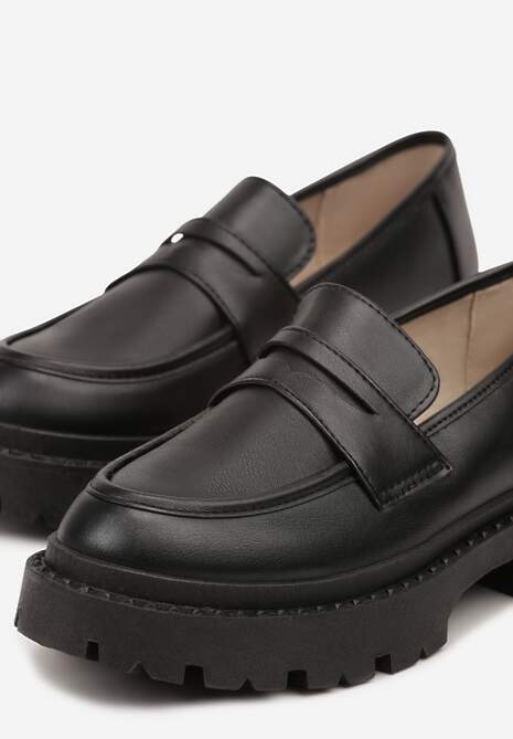 Czarne Mokasyny Vices na Platformie Dionela