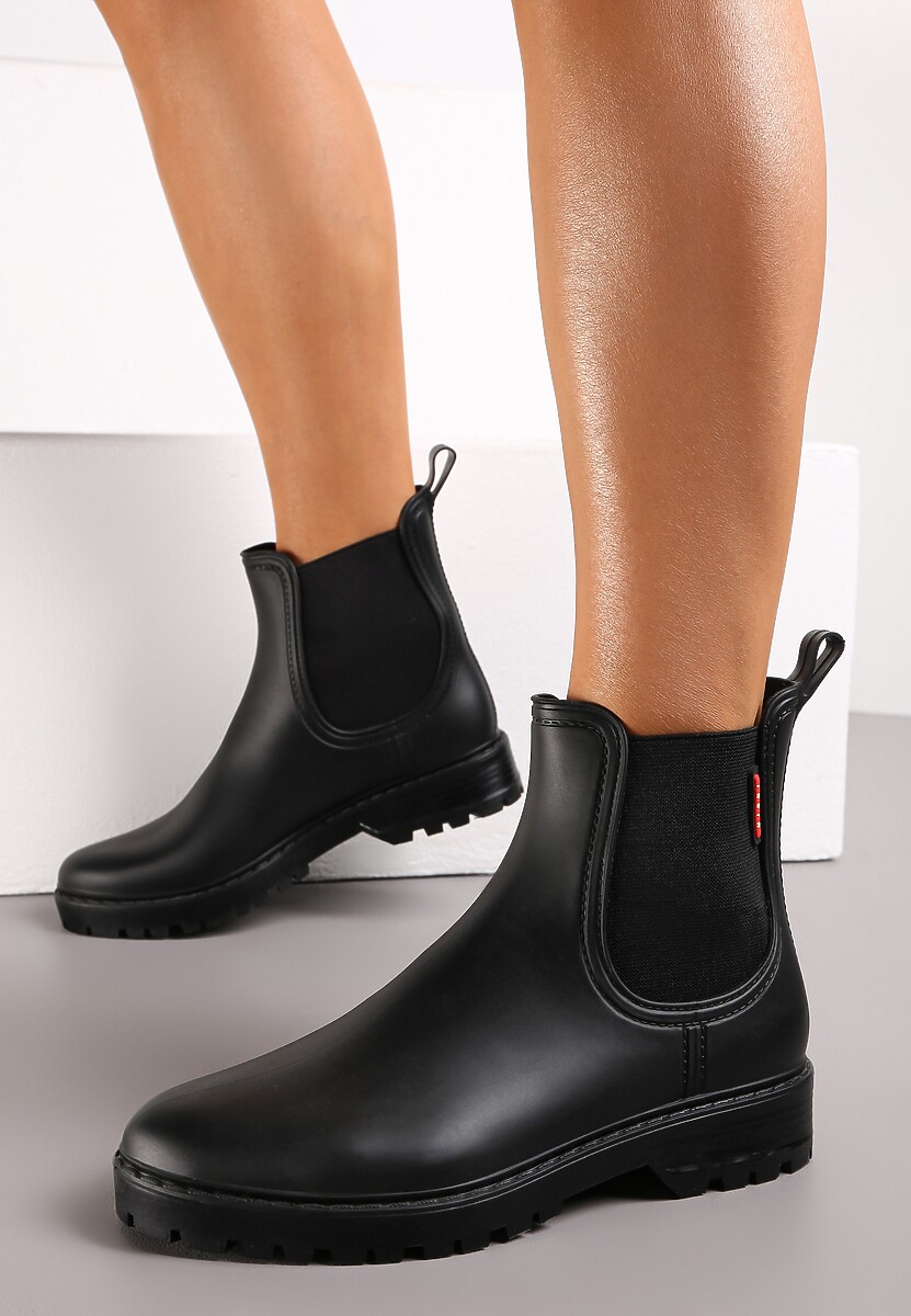Czarne Kalosze Sztyblety z Wstawkami Alemeda