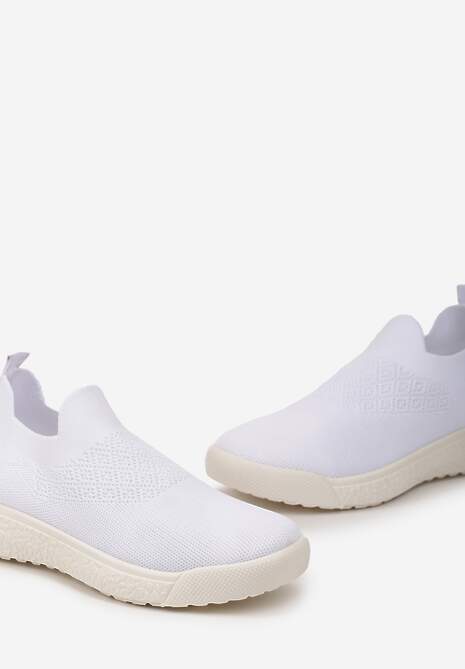 Białe Buty Sportowe ze Skarpetkową Cholewką i Ściągaczem Arnalli