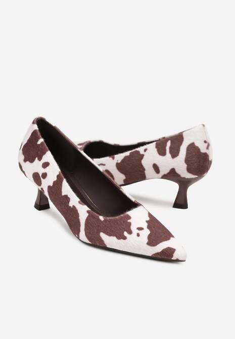 Brązowe Czółenka w Krowie Łaty ze Szpiczastym Noskiem na Kaczuszce Illsaria