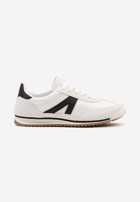 Białe Sneakersy Klasyczne Tenisówki Zdobione Przeszyciami Bortewi