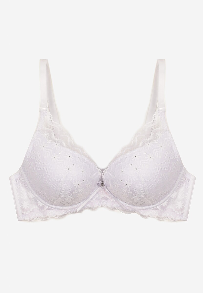 Biały Koronkowy Biustonosz o Fasonie Push Up Mellimi