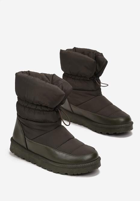 Zielone Pikowane Śniegowce z Troczkiem Pehn