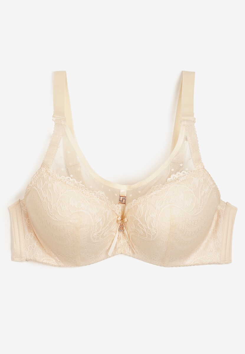 Beżowy Biustonosz z Usztywnionymi Miseczkami i Regulowanymi Ramiączkami Catarinas