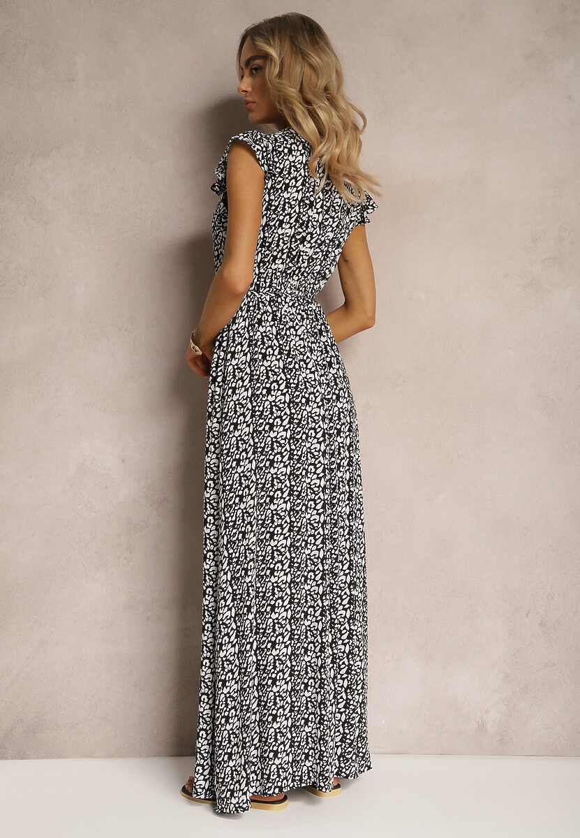 Czarno-Biała Sukienka z Wiskozy Appamene