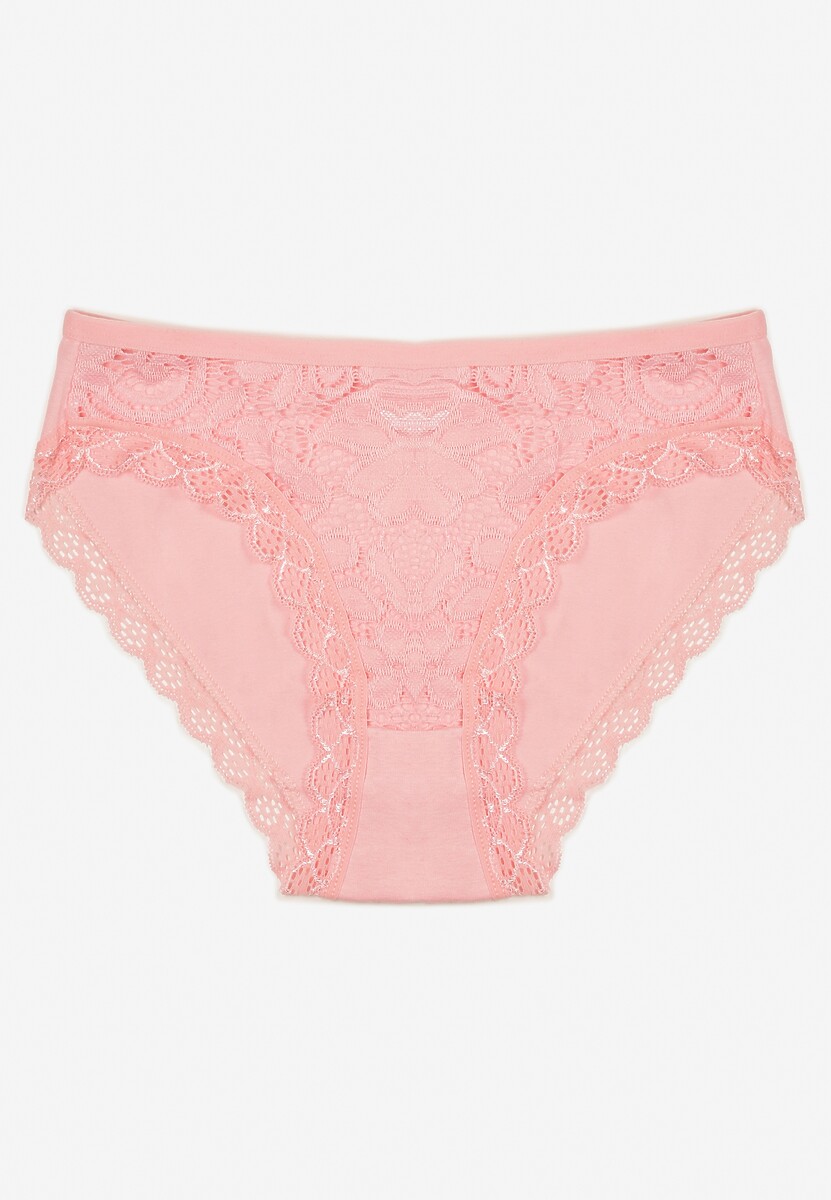 Różowe Majtki Figi z Koronką z Elastycznej Bawełny Wiabelia