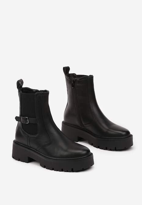 Czarne Botki w Stylu Sztybletów Grunge Batitana