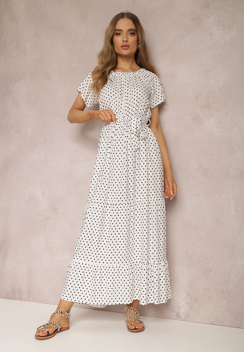 Biała Sukienka z Wiskozy Ampolea