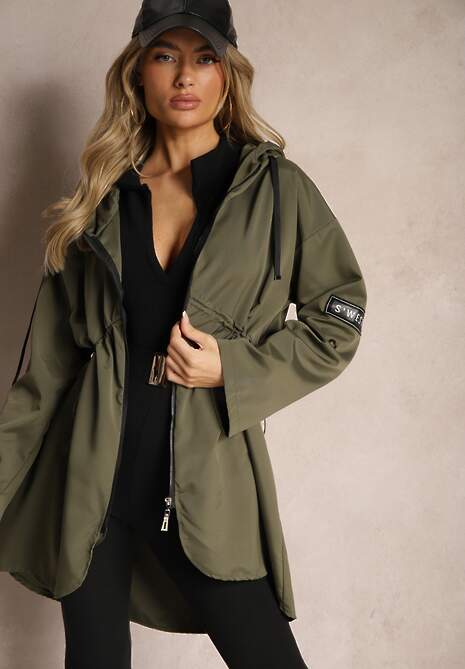 Ciemnozielona Kurtka Oversize Wiatrówka Ceshela