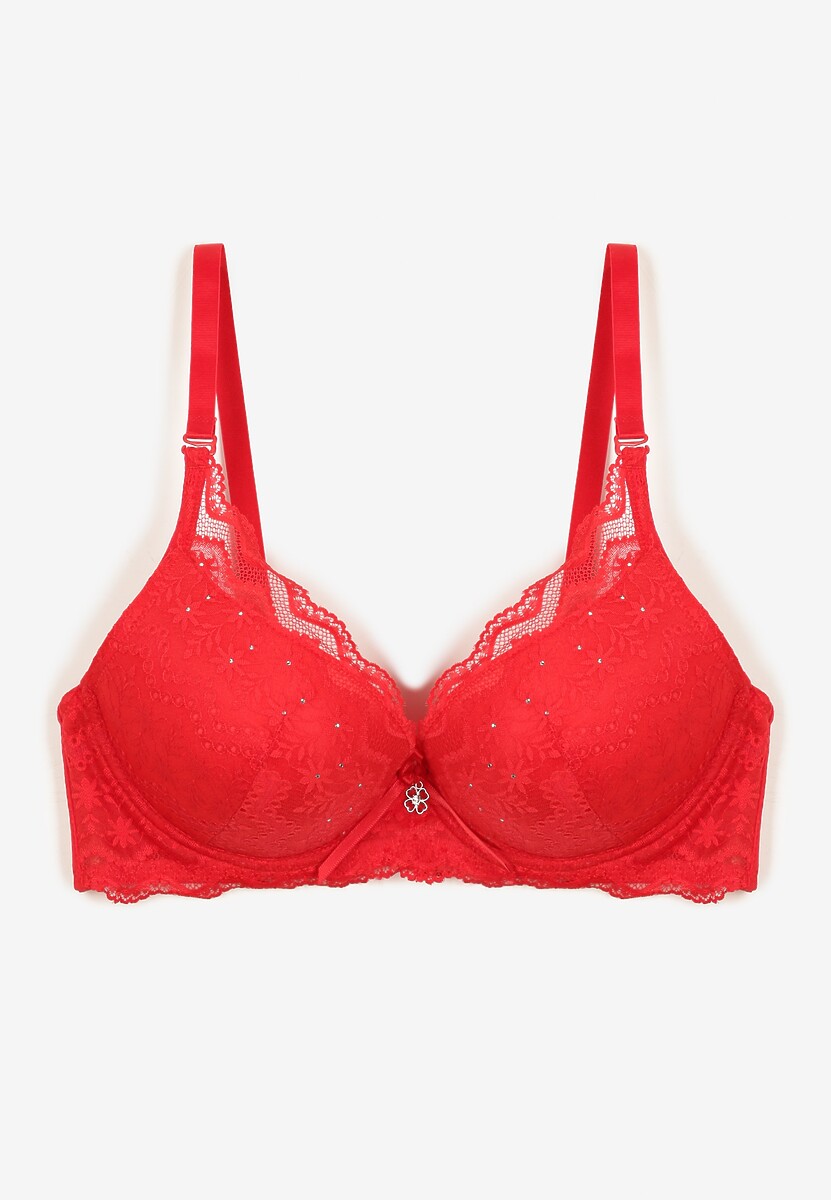 Czerwony Koronkowy Biustonosz o Fasonie Push Up Mellimi