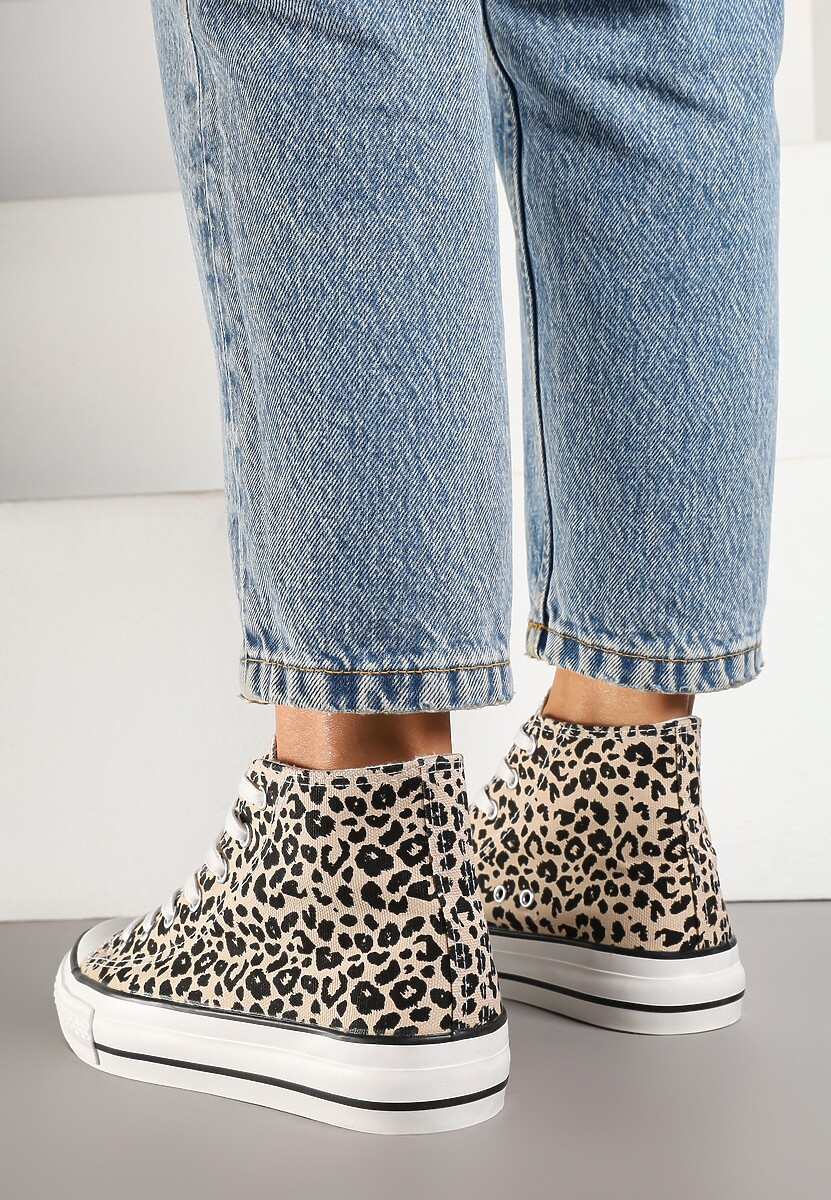 Panterkowe Trampki z Wysoką Tłoczoną Cholewką Willevia