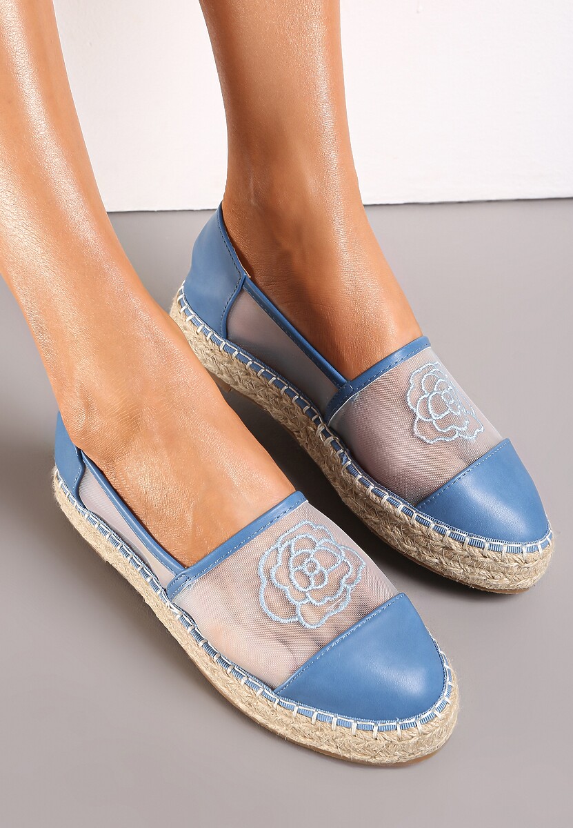 Różowe Espadryle z Cholewką z Siatki na Podeszwie ze Sznurka Chenthe