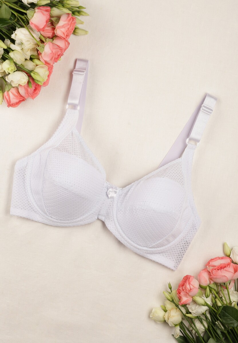 Biały Gładki Biustonosz z Cienkimi Ramiączkami z Regulacją Kashla