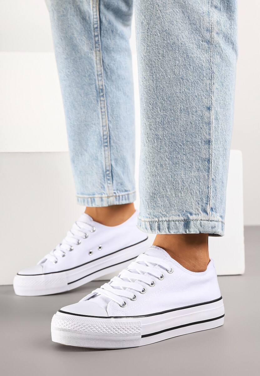 Biało-Czarne Trampki Vices na Platformie z Niską Cholewką Tiloria