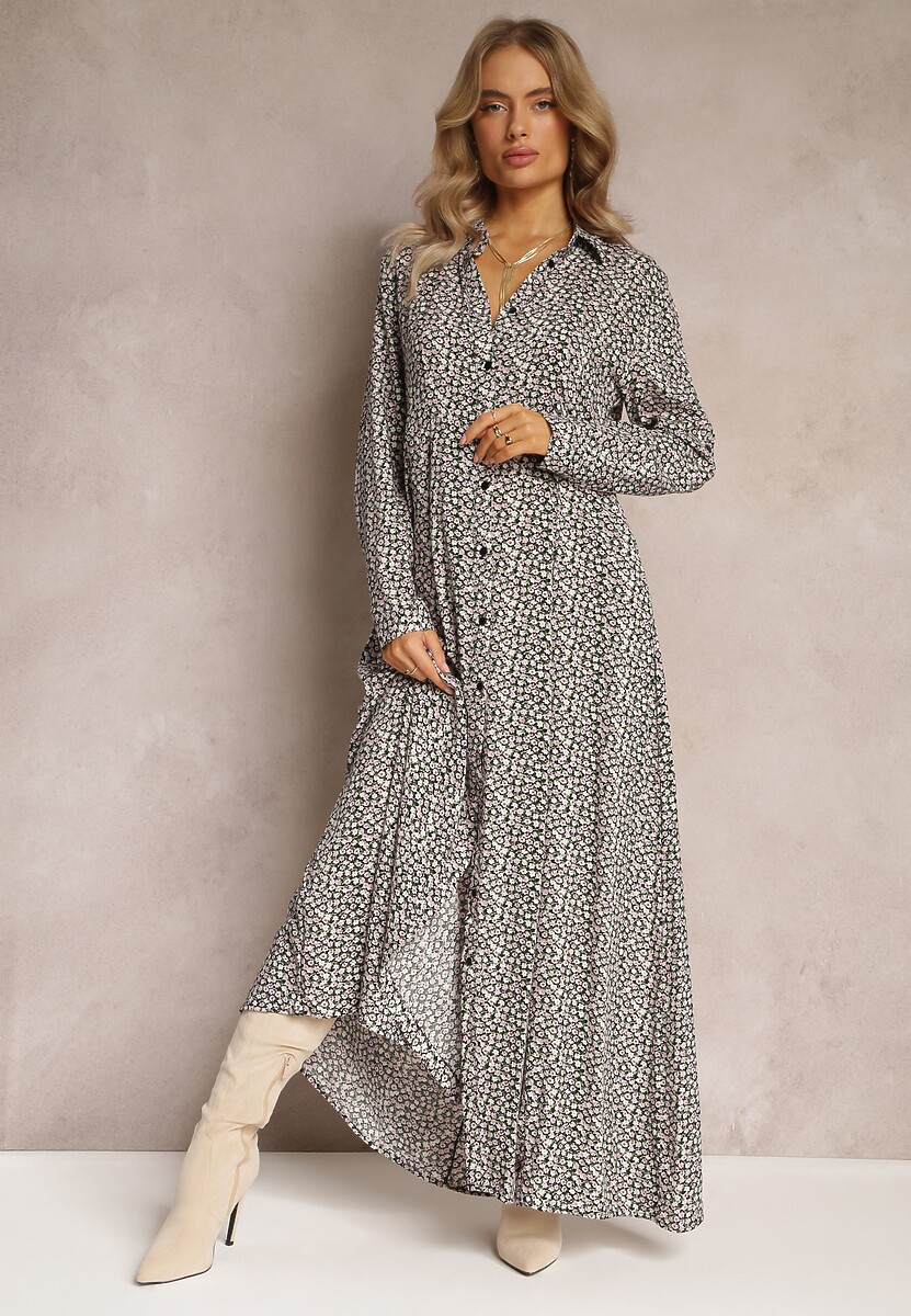 Czarno-Biała Sukienka Chrysane