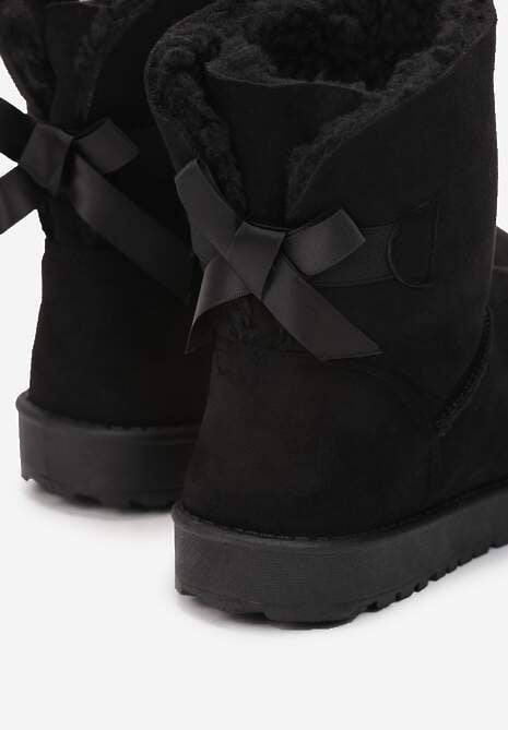 Czarne Śniegowce za Kostkę z Kokardką Ikomela