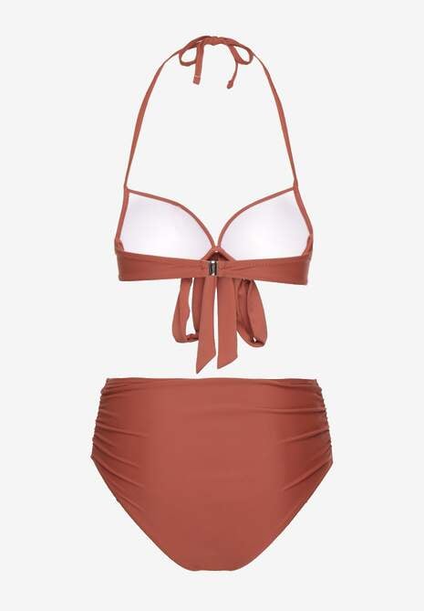 Jasnobrązowe Bikini Wiązany Biustonosz i Majtki Typu Figi Fevarelia