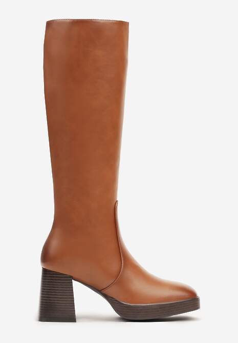 Brązowe Kozaki na Słupku z Lekkim Ociepleniem Ansilaria