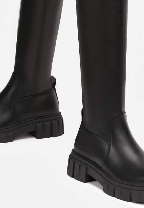 Czarne Kozaki za Kolano z Protektorem Tulliara