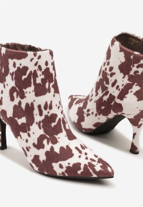 Brązowe Botki w Krowie Łaty na Szpilce w Klasycznym Stylu Latanela