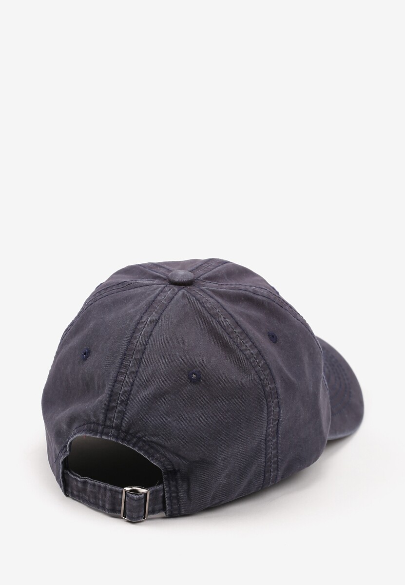 Granatowa Czapka z Daszkiem w Bawełny Zdobiona Napisem w Stylu Haftu Reioni