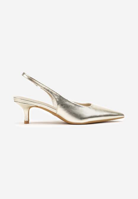 Jasnozłote Sandały Vices Slingback na Obcasie Typu Kaczuszka Kovirida