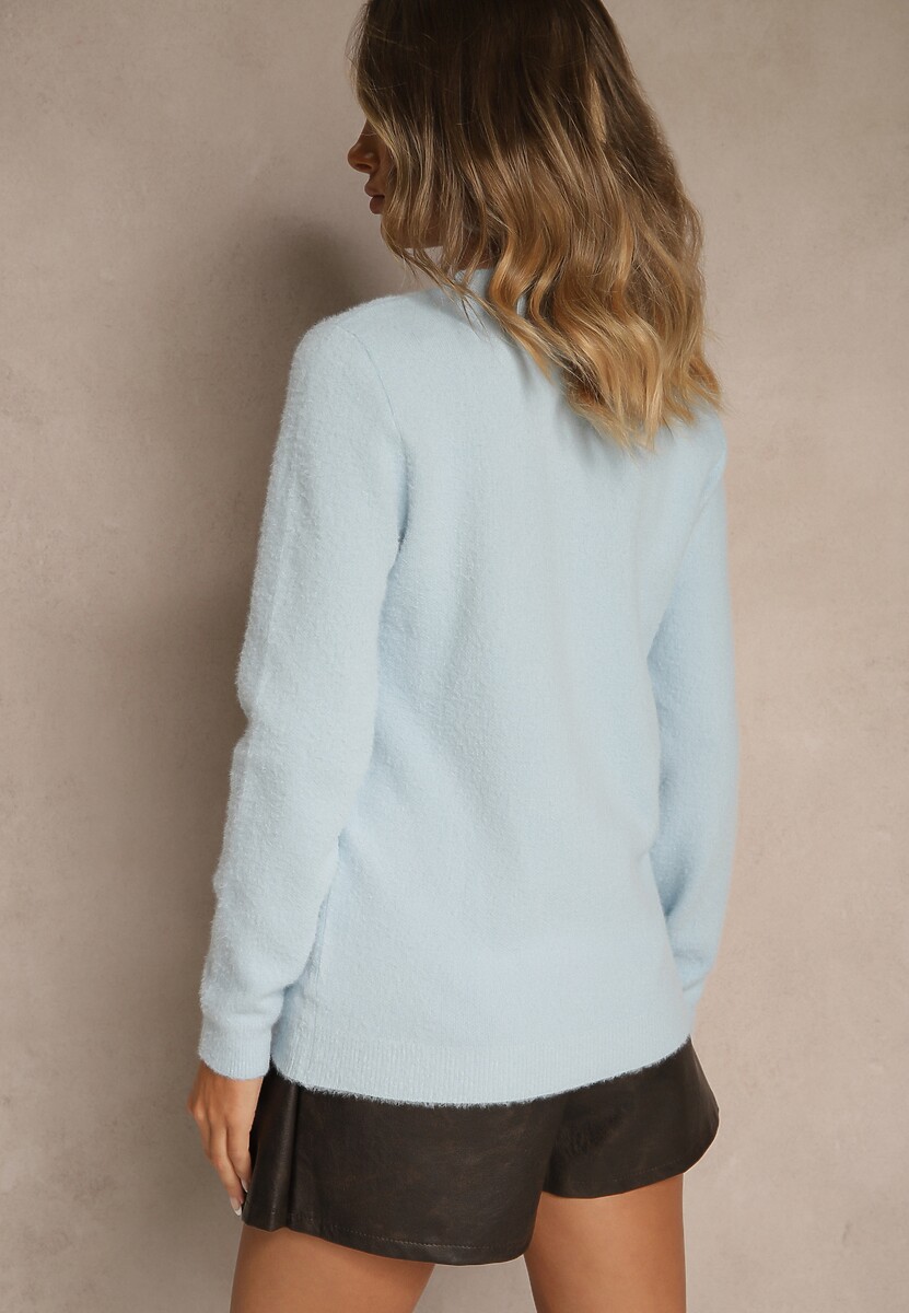 Niebieski Sweter z Wełną ze Ściągaczami Furrive