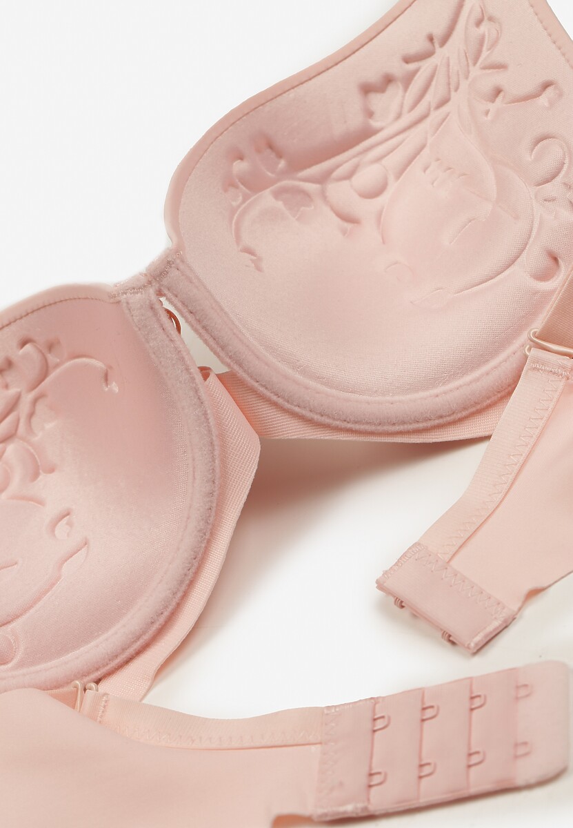 Jasnoróżowy Biustonosz Ozdobiony Wycięciami z Efektem Push-Up Violetsun