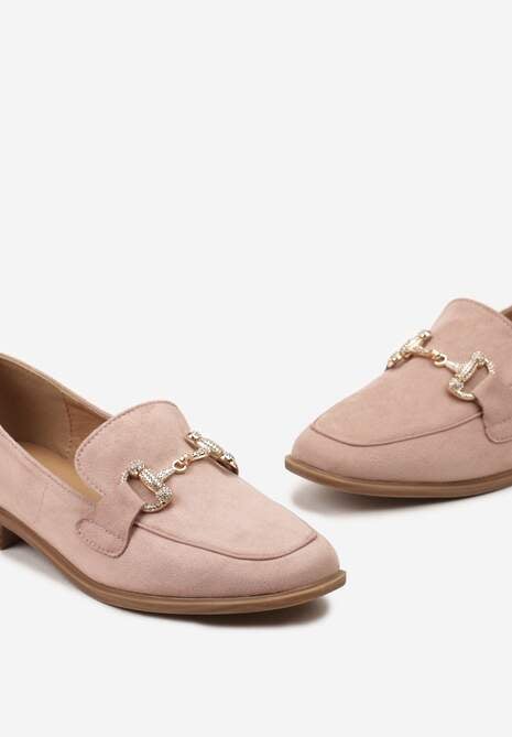Różowe Mokasyny z Klamerką i Cyrkoniami Mialla