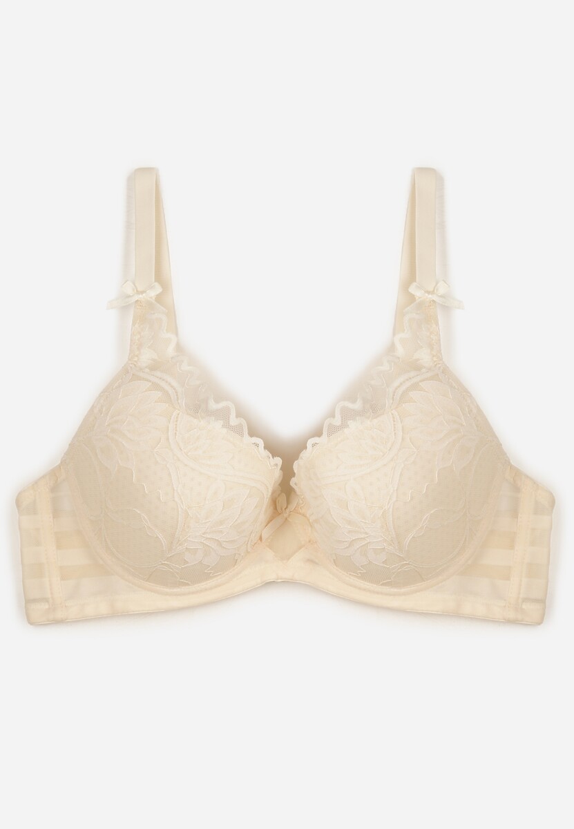 Czerwony Biustonosz Ozdobiony Koronką i Kokardkami Sellene