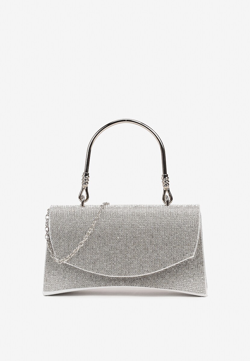 Srebrna Cyrkoniowa Torebka Wieczorowa na Magnes z Łańcuszkiem i Rączką Orisea