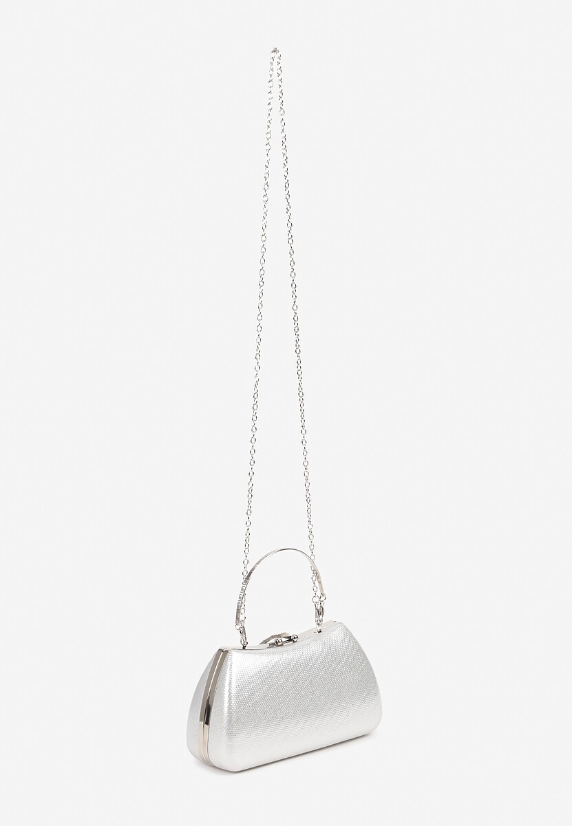 Srebrna Koktajlowa Torebka z Rączką Cyrkoniami i Odpinanym Łańcuszkiem Korida