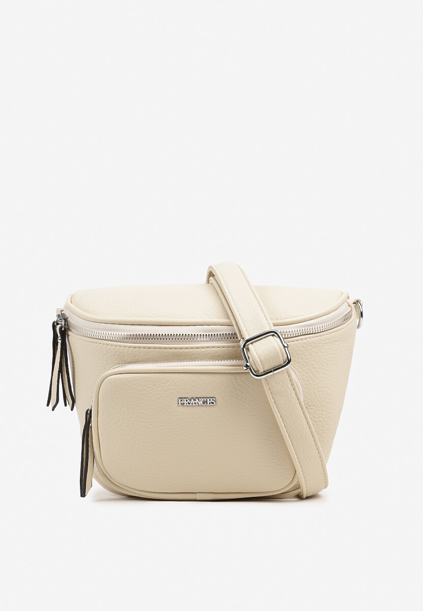 Jasnobeżowa Torebka w Stylu Listonoszki z Ozdobnymi Suwakami Nilanisse