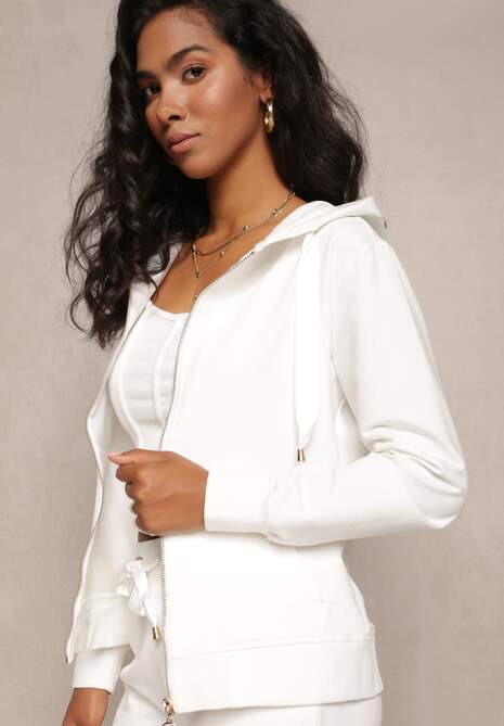 Biała Rozsuwana Bluza z Kapturem Lecua