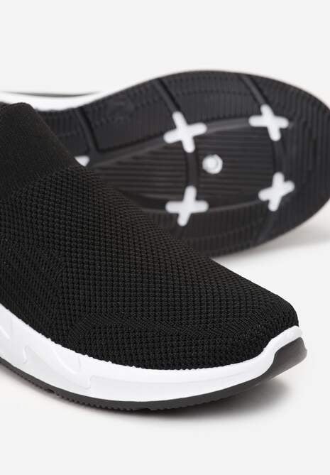 Czarne Buty Sportowe Przed Kostkę ze Skarpetkową Cholewką Libbita