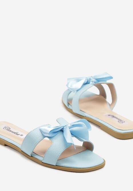 Niebieskie Klapki Ozdobione Kokardą i Wycięciami Nilirelle