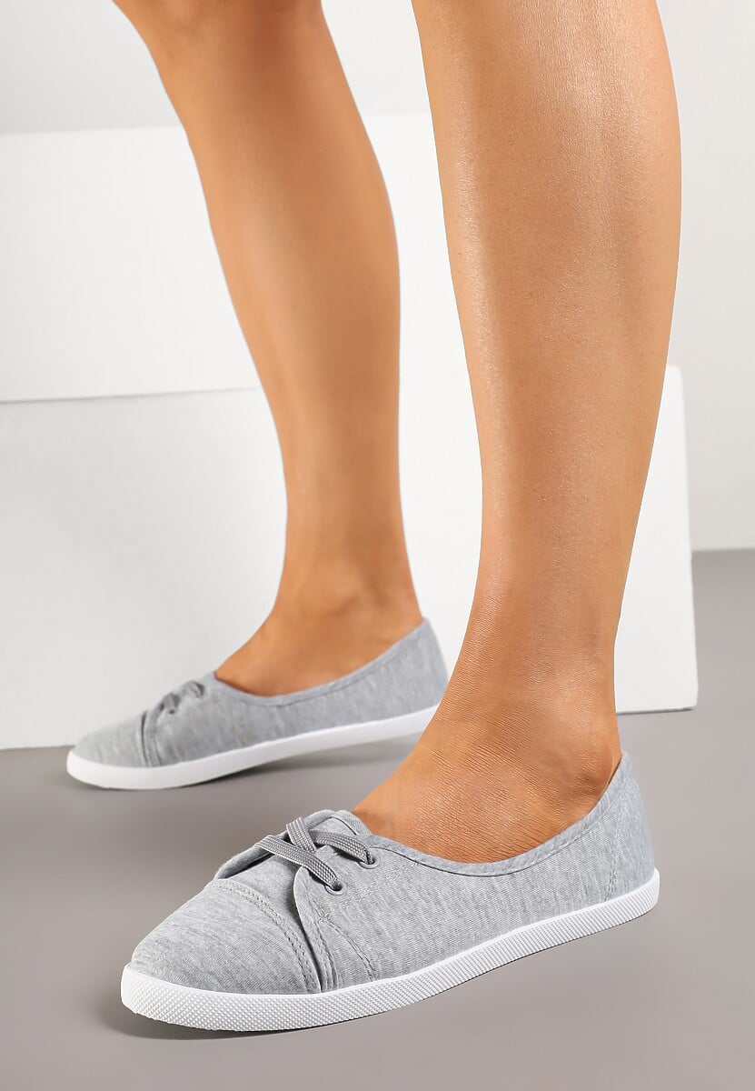 Białe Tenisówki Przed Kostkę z Krótkim Sznurowaniem Aviole