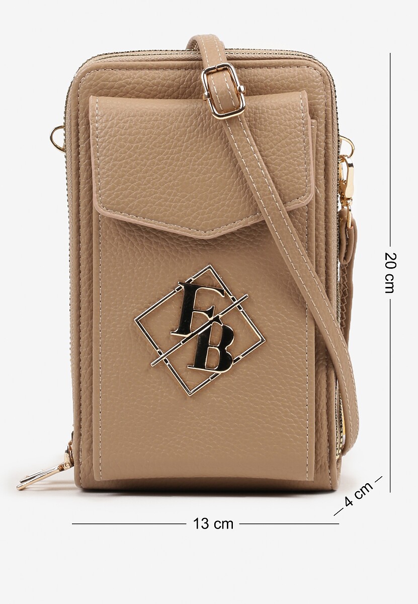 Ciemnobeżowa Mała Torebka z Metaliczną Ozdobą Seniffia