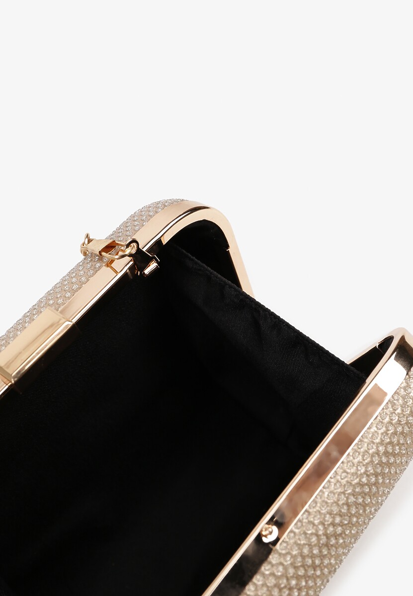 Złota Cyrkoniowa Torebka Kopertówka z Dodatkowym Łańcuszkiem Realessa