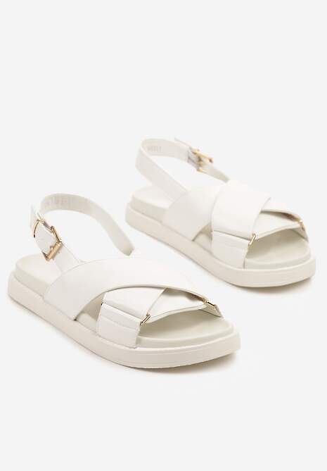 Białe Sandały z Geometrycznymi Paskami Tolirielle
