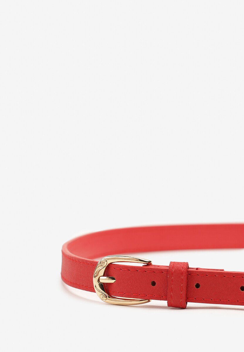 Czerwony Klasyczny Wąski Pasek z Klamrą Revandrine
