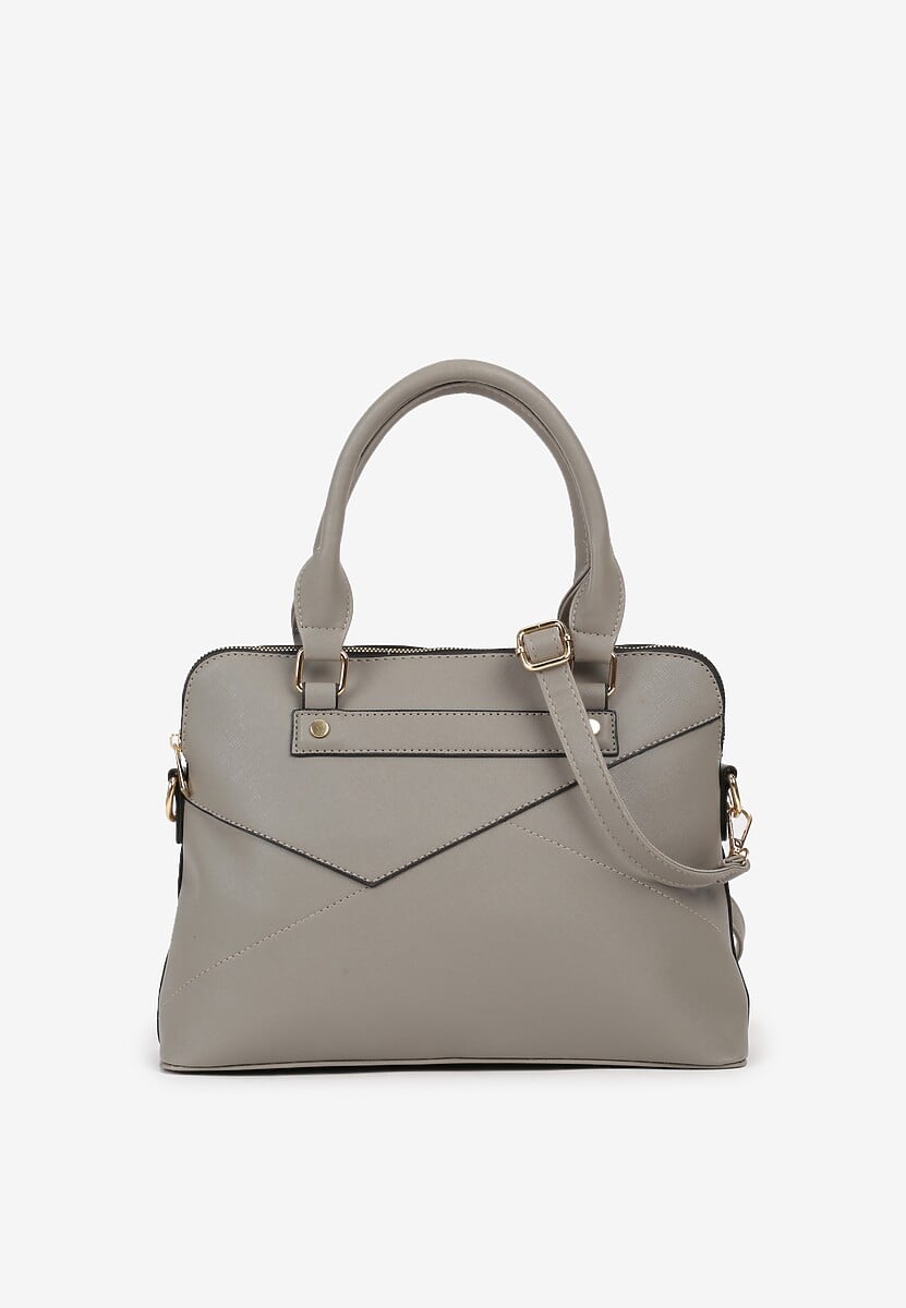 Ciemnobeżowa Trapezowa Torebka na Ramię z Regulowanym Paskiem Moonxena