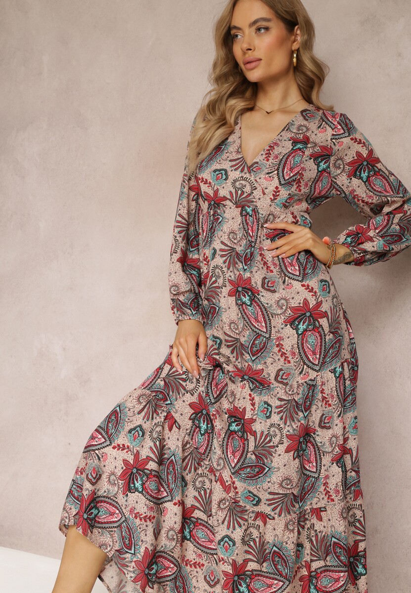 Beżowa Sukienka Demestra