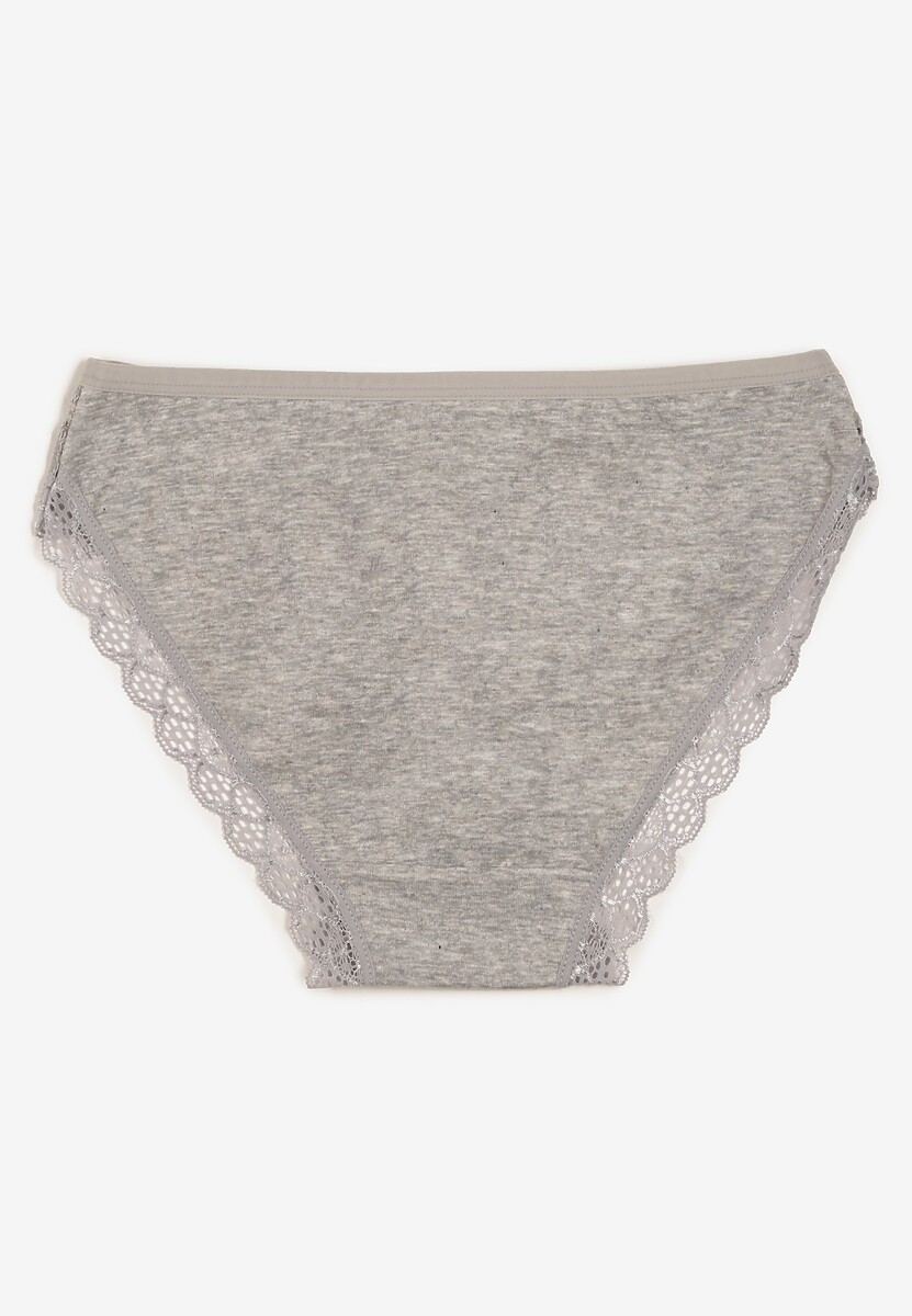 Szare Koronkowe Figi Majtki z Bawełny Eaelia