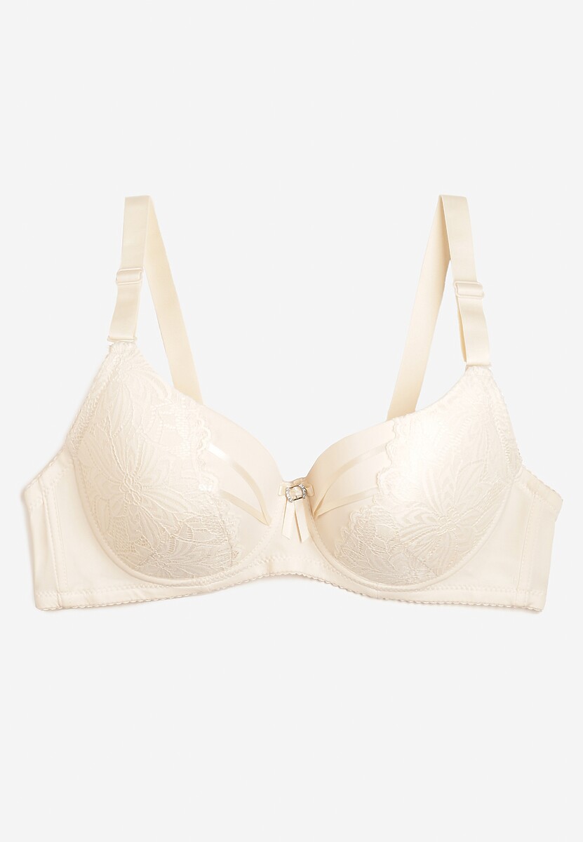 Beżowy Koronkowy Biustonosz Uronia