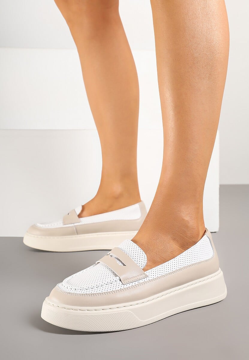 Czarne Skórzane Mokasyny na Platformie Meraviela