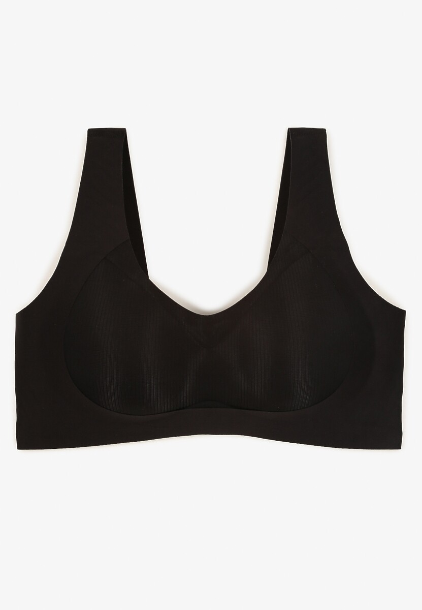 Czarny Gładki Biustonosz Typu Braletka Harises