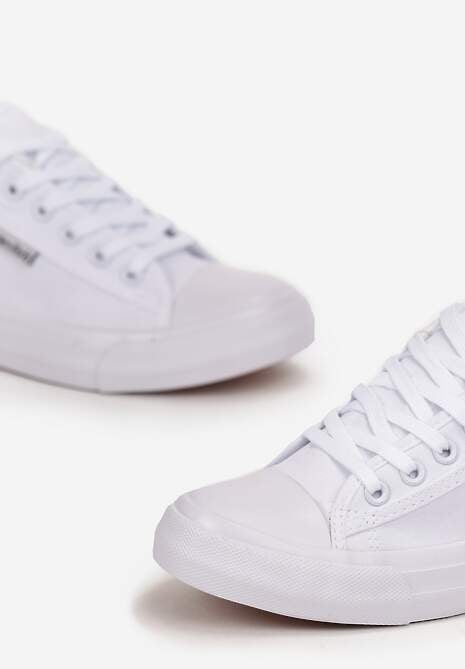Białe Sznurowane Trampki przed Kostkę Eshen