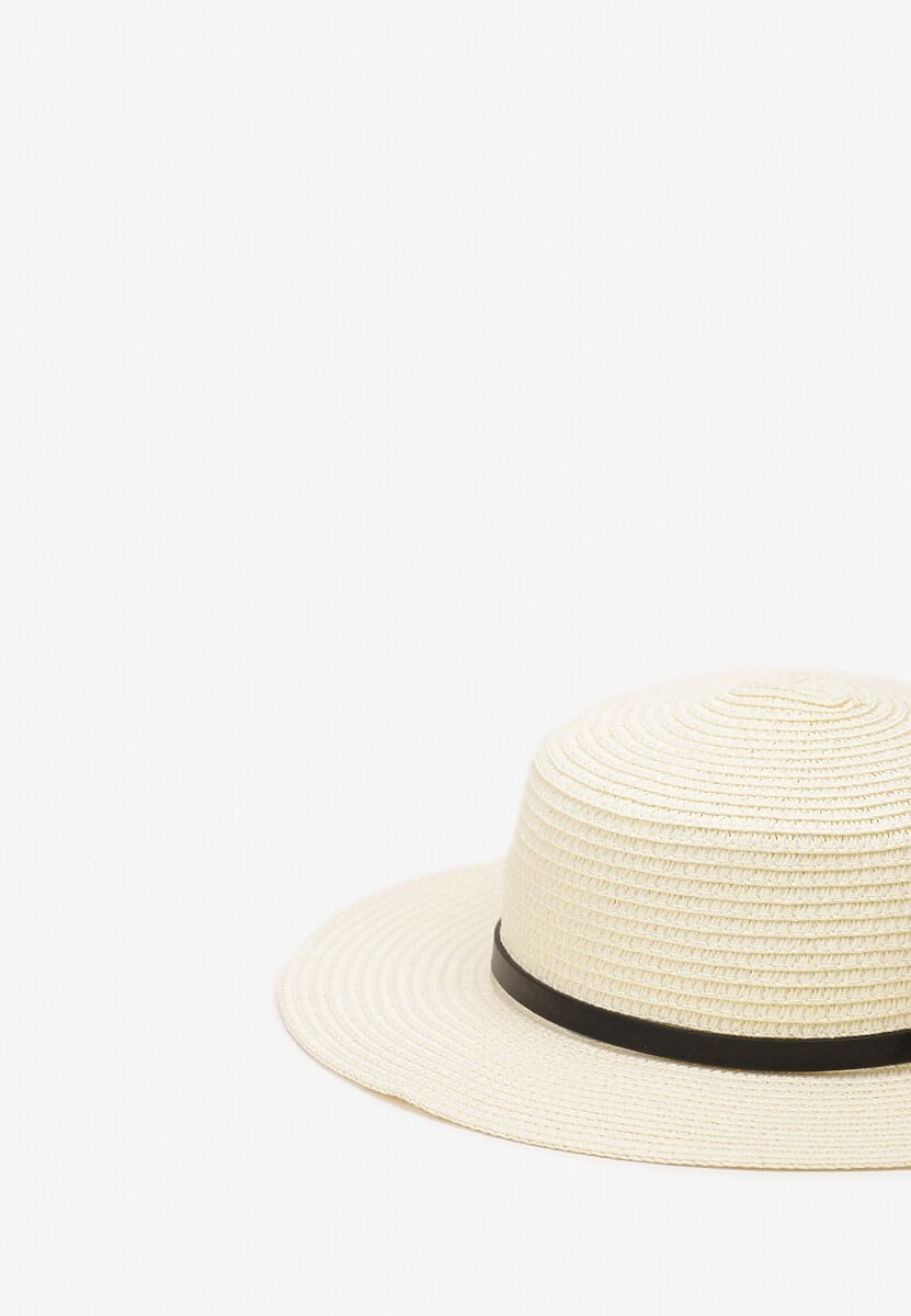 Jasnobeżowy Kapelusz z Plecionki z Paskiem i Szerokim Rondem Aspicaia